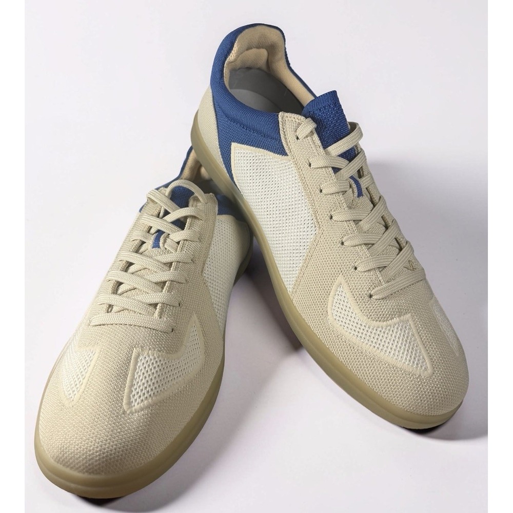 Rare Rothy's Men RS01 Coastal Sneakers cream with blue Colorway Size 10 NEW